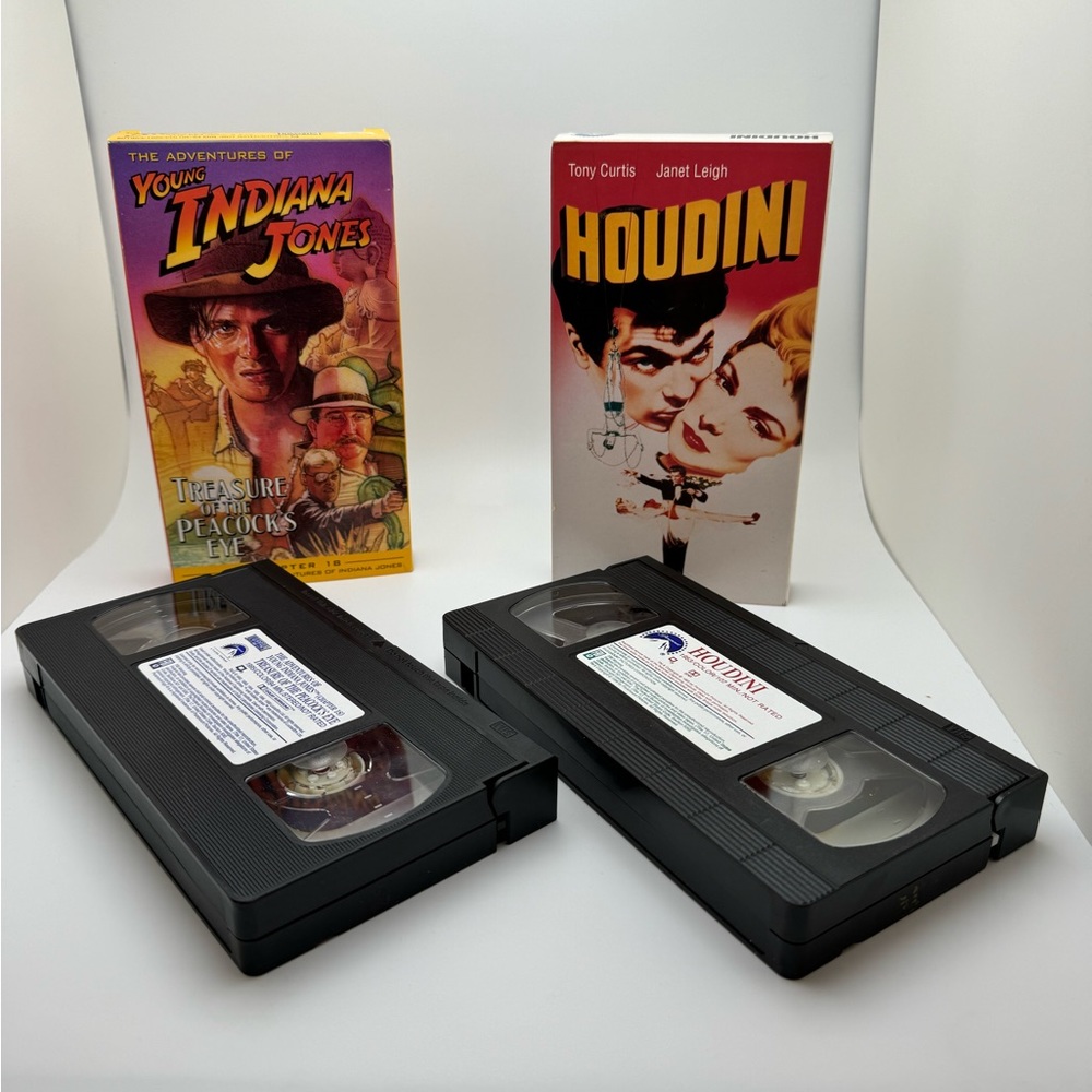Lot The Adventures of Indiana Jones VHS &  HOUDINI VHS TREASURE OF THE PEACOCK’S